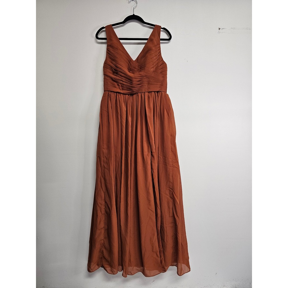 Women's Maxi Dress - Rust V-Neck Sleeveless